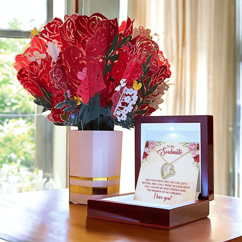 Forever Love Necklace + Sweet Devotion Flower Bouquet (V-Day Exclusive Bundle)