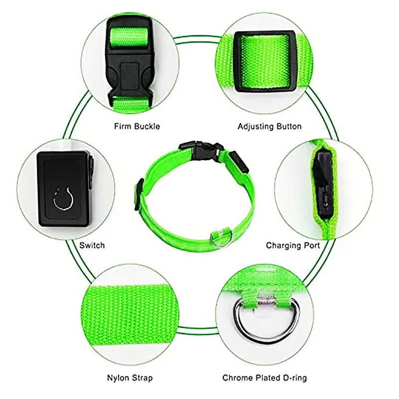 LED Dog Collar USB Rechargeable