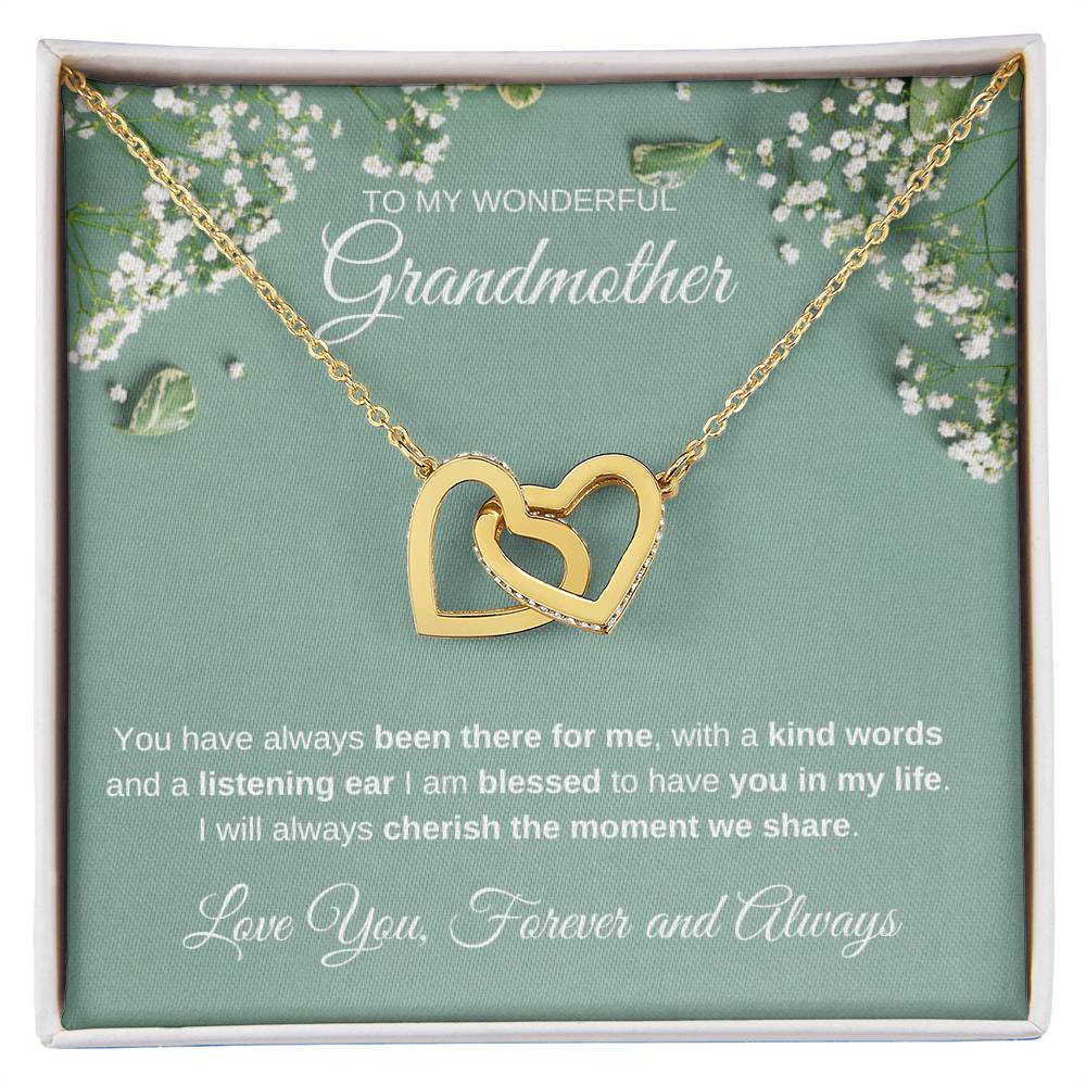 To My Wonderful Grandmother - Interlocking Hearts Necklace