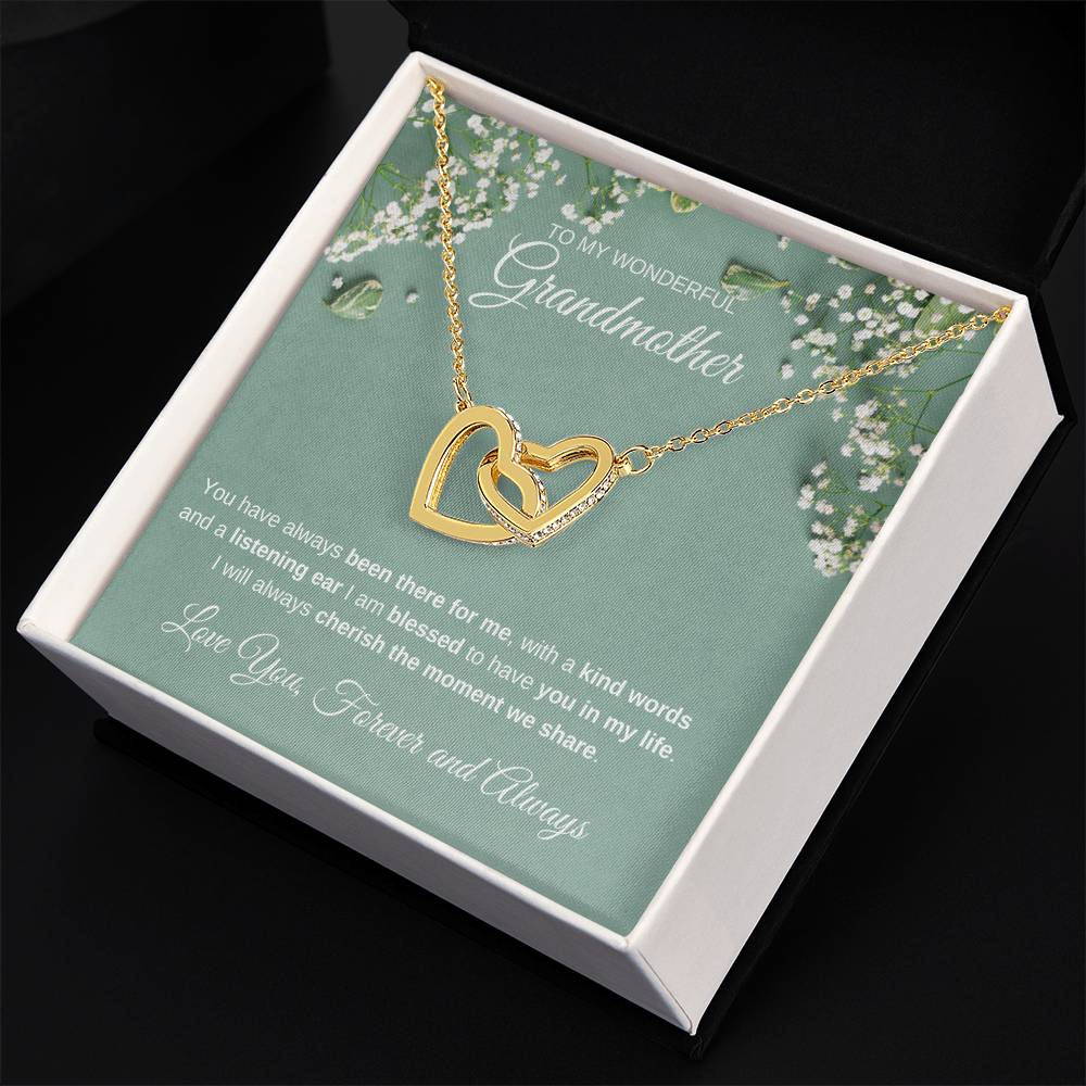 To My Wonderful Grandmother - Interlocking Hearts Necklace