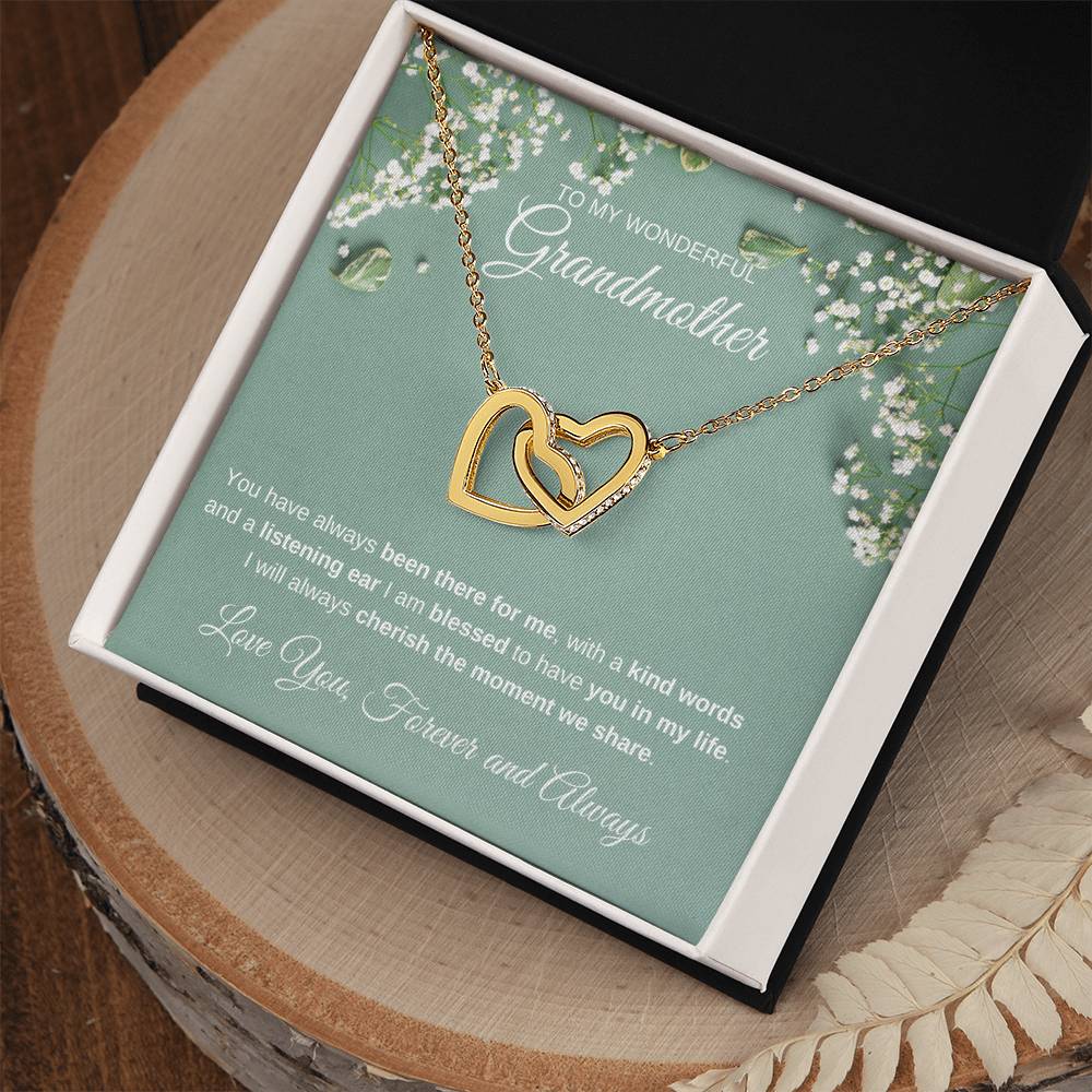 To My Wonderful Grandmother - Interlocking Hearts Necklace