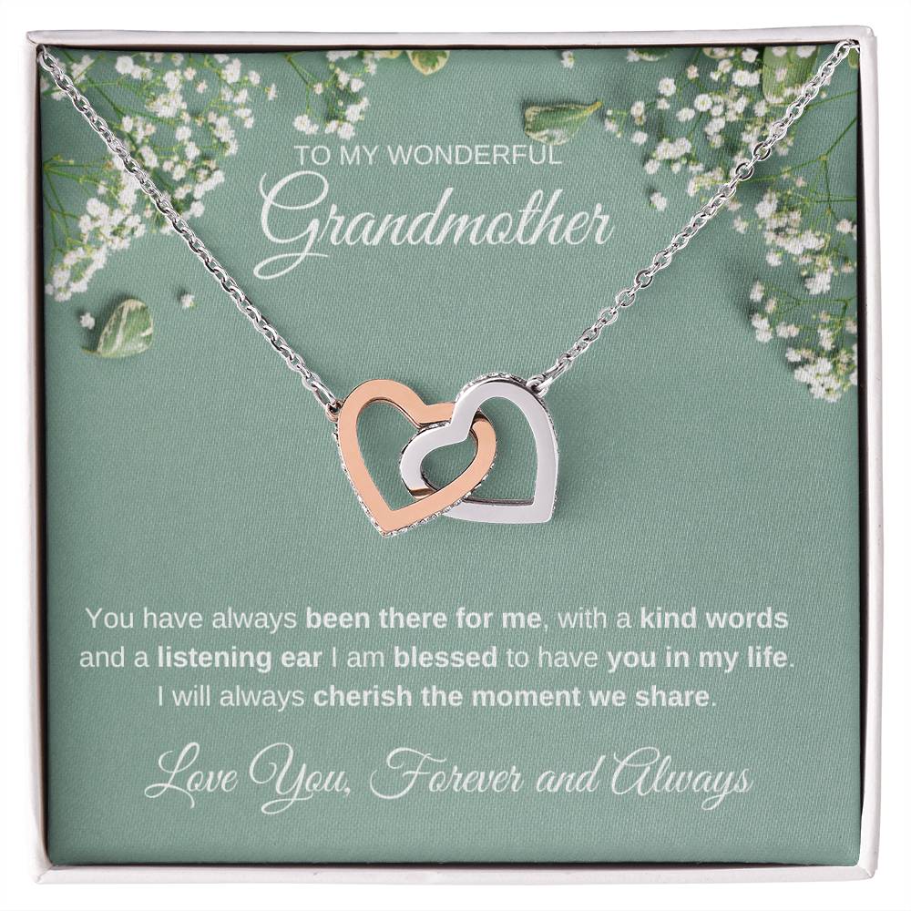 To My Wonderful Grandmother - Interlocking Hearts Necklace