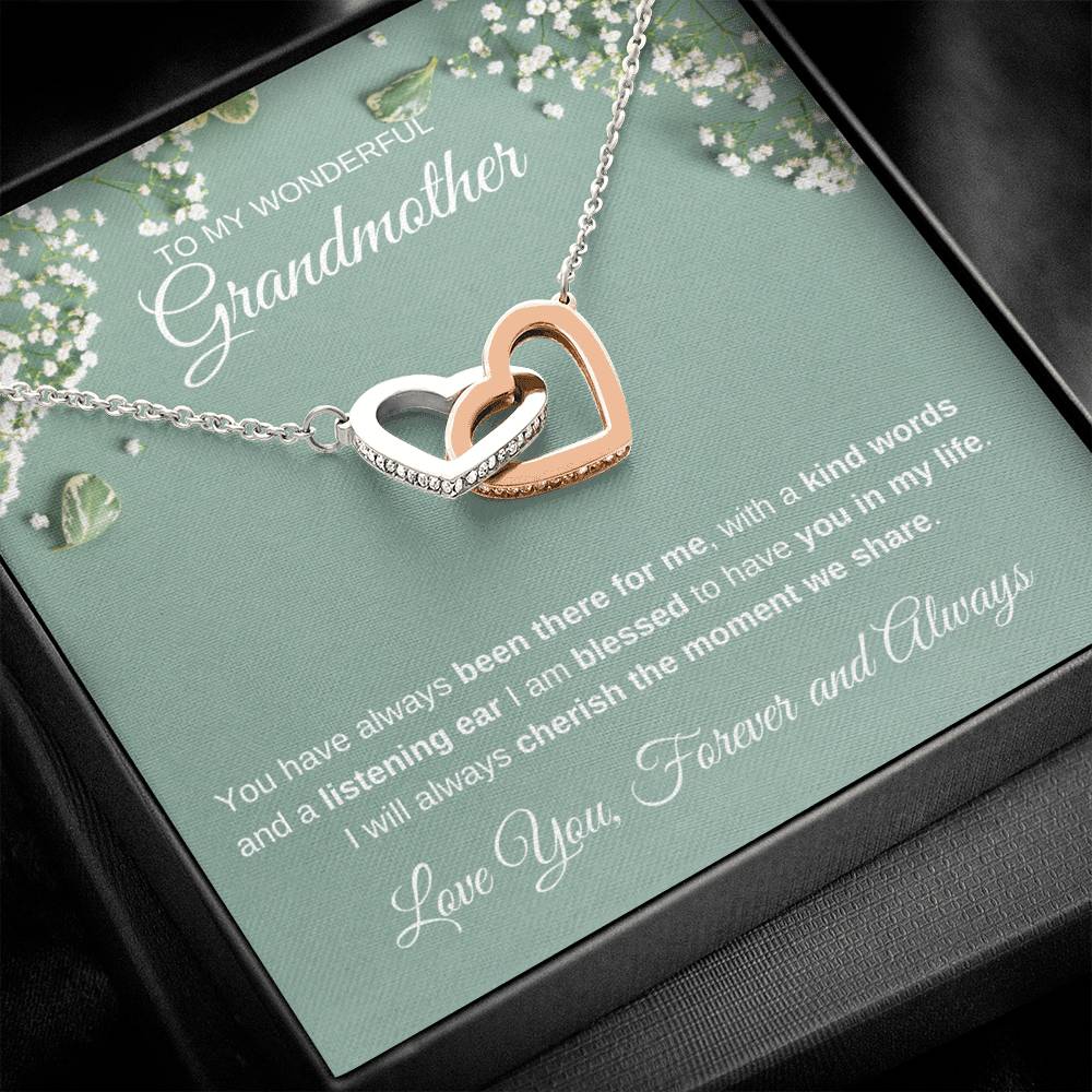 To My Wonderful Grandmother - Interlocking Hearts Necklace