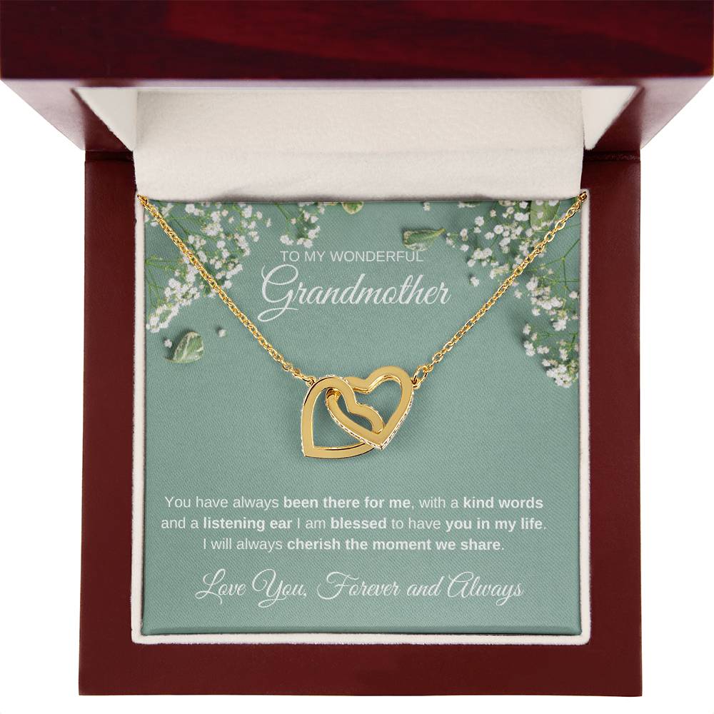 To My Wonderful Grandmother - Interlocking Hearts Necklace