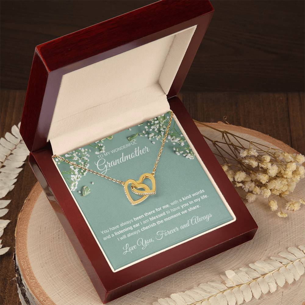 To My Wonderful Grandmother - Interlocking Hearts Necklace