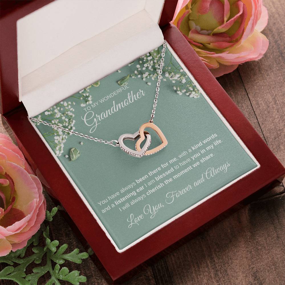 To My Wonderful Grandmother - Interlocking Hearts Necklace