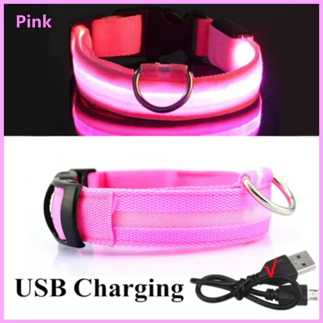 LED Dog Collar USB Rechargeable